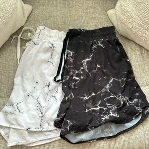 2 Pairs of BuffBunny flo short. Marble black and white